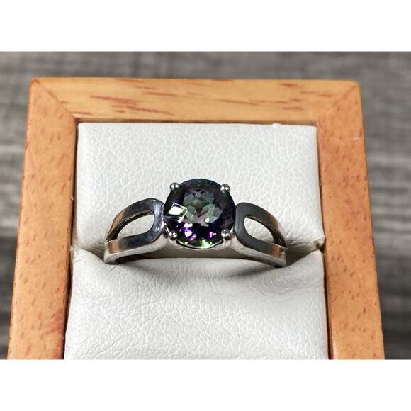 Vintage 925 Sterling Silver Mystic Topaz Ring Size 7 Designer Signed JH - Picture 2 of 9